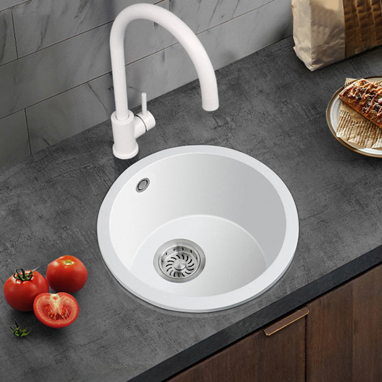 White Single Bowl Kitchen Sink with Drain Strainer Kit 1 Holes Sink Clearhalo 'Home Improvement' 'home_improvement' 'home_improvement_kitchen_sinks' 'Kitchen Remodel & Kitchen Fixtures' 'Kitchen Sinks & Faucet Components' 'Kitchen Sinks' 'kitchen_sinks' 6559162