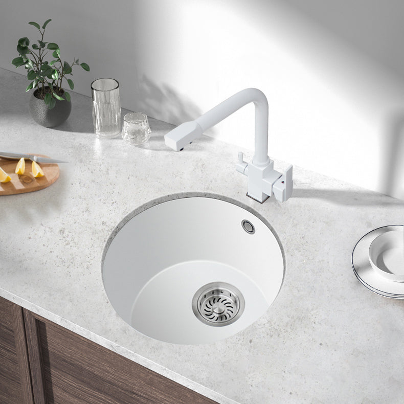 White Single Bowl Kitchen Sink with Drain Strainer Kit 1 Holes Sink Clearhalo 'Home Improvement' 'home_improvement' 'home_improvement_kitchen_sinks' 'Kitchen Remodel & Kitchen Fixtures' 'Kitchen Sinks & Faucet Components' 'Kitchen Sinks' 'kitchen_sinks' 6559164