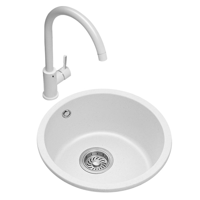 White Single Bowl Kitchen Sink with Drain Strainer Kit 1 Holes Sink Clearhalo 'Home Improvement' 'home_improvement' 'home_improvement_kitchen_sinks' 'Kitchen Remodel & Kitchen Fixtures' 'Kitchen Sinks & Faucet Components' 'Kitchen Sinks' 'kitchen_sinks' 6559167