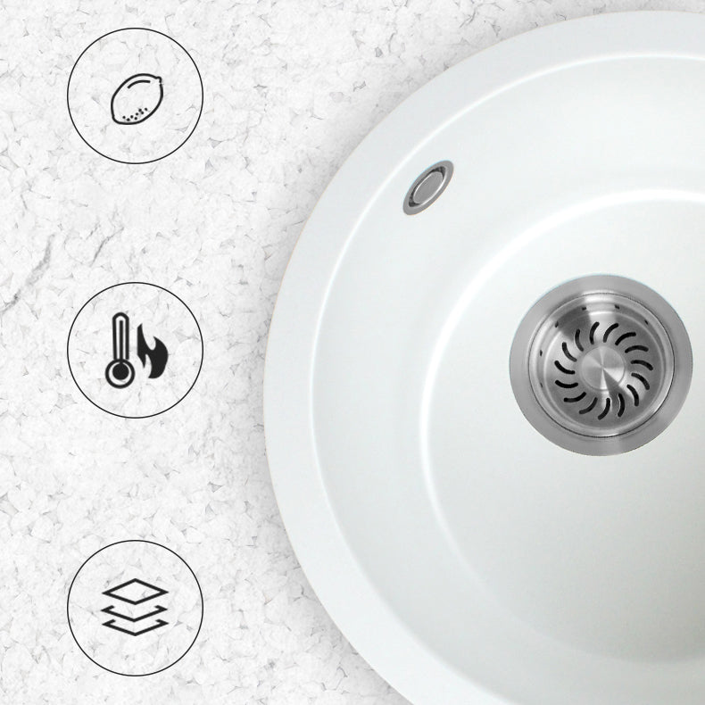 White Single Bowl Kitchen Sink with Drain Strainer Kit 1 Holes Sink Clearhalo 'Home Improvement' 'home_improvement' 'home_improvement_kitchen_sinks' 'Kitchen Remodel & Kitchen Fixtures' 'Kitchen Sinks & Faucet Components' 'Kitchen Sinks' 'kitchen_sinks' 6559168