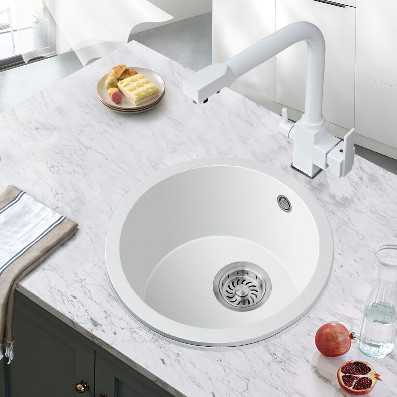 White Single Bowl Kitchen Sink with Drain Strainer Kit 1 Holes Sink Clearhalo 'Home Improvement' 'home_improvement' 'home_improvement_kitchen_sinks' 'Kitchen Remodel & Kitchen Fixtures' 'Kitchen Sinks & Faucet Components' 'Kitchen Sinks' 'kitchen_sinks' 6559178
