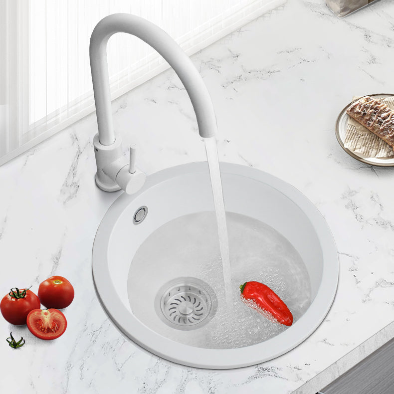 White Single Bowl Kitchen Sink with Drain Strainer Kit 1 Holes Sink Clearhalo 'Home Improvement' 'home_improvement' 'home_improvement_kitchen_sinks' 'Kitchen Remodel & Kitchen Fixtures' 'Kitchen Sinks & Faucet Components' 'Kitchen Sinks' 'kitchen_sinks' 6559179