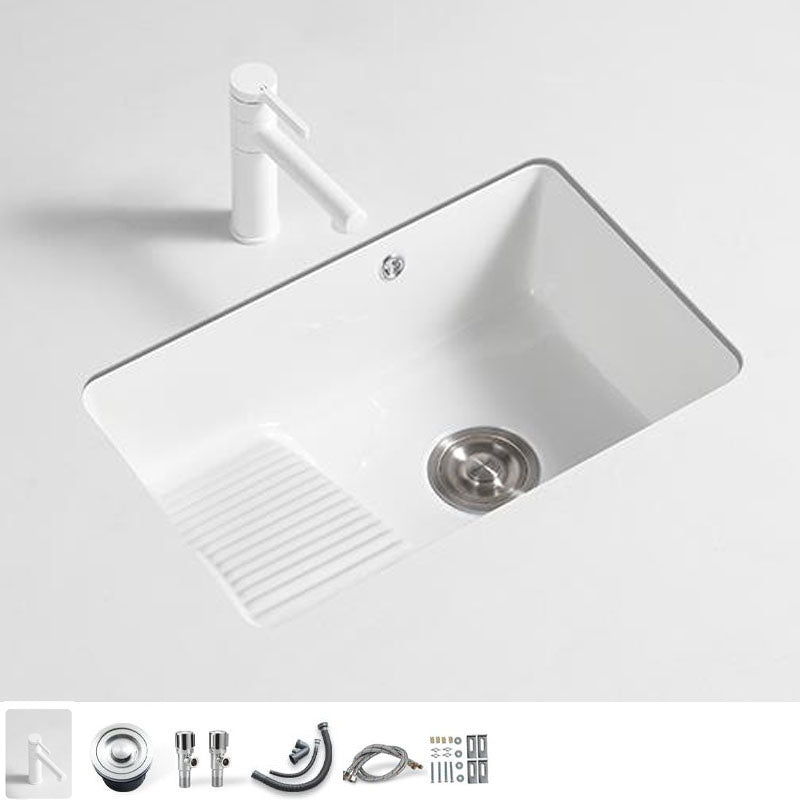 Traditional Undermount Vanity Sink Porcelain Rectangular with Overflow Basin Sink 23.6"L x 15.7"W x 8.3"H Sink with Faucet Clearhalo 'Bathroom Remodel & Bathroom Fixtures' 'Bathroom Sinks & Faucet Components' 'Bathroom Sinks' 'bathroom_sink' 'Home Improvement' 'home_improvement' 'home_improvement_bathroom_sink' 6559213