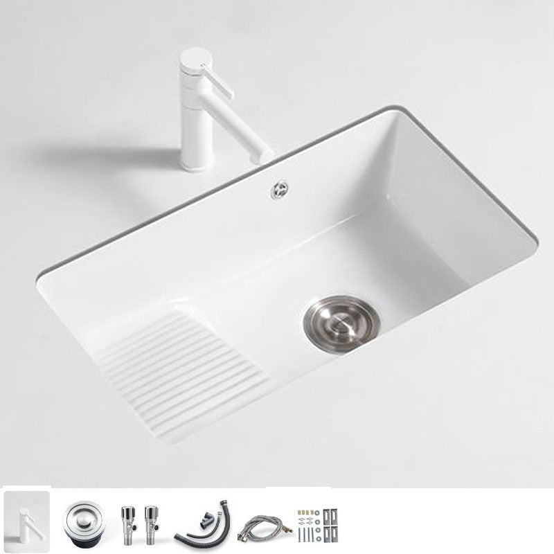 Traditional Undermount Vanity Sink Porcelain Rectangular with Overflow Basin Sink 27"L x 16"W x 8"H Sink with Faucet Clearhalo 'Bathroom Remodel & Bathroom Fixtures' 'Bathroom Sinks & Faucet Components' 'Bathroom Sinks' 'bathroom_sink' 'Home Improvement' 'home_improvement' 'home_improvement_bathroom_sink' 6559214