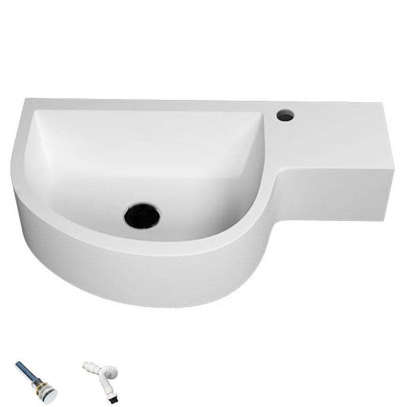 Contemporary Bathroom Sink Man Made Rock Specialty Wall Mount Bathroom Sink without Faucet 24"L x 14"W x 5"H Matte White Clearhalo 'Bathroom Remodel & Bathroom Fixtures' 'Bathroom Sinks & Faucet Components' 'Bathroom Sinks' 'bathroom_sink' 'Home Improvement' 'home_improvement' 'home_improvement_bathroom_sink' 6559256