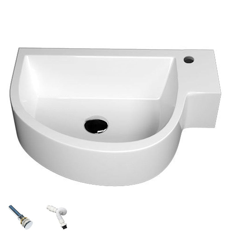 Contemporary Bathroom Sink Man Made Rock Specialty Wall Mount Bathroom Sink without Faucet 20"L x 14"W x 5"H Bright White Clearhalo 'Bathroom Remodel & Bathroom Fixtures' 'Bathroom Sinks & Faucet Components' 'Bathroom Sinks' 'bathroom_sink' 'Home Improvement' 'home_improvement' 'home_improvement_bathroom_sink' 6559260