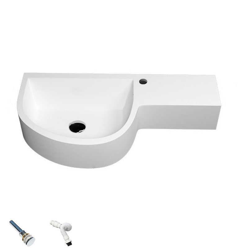 Contemporary Bathroom Sink Man Made Rock Specialty Wall Mount Bathroom Sink without Faucet 28"L x 14"W x 5"H Matte White Clearhalo 'Bathroom Remodel & Bathroom Fixtures' 'Bathroom Sinks & Faucet Components' 'Bathroom Sinks' 'bathroom_sink' 'Home Improvement' 'home_improvement' 'home_improvement_bathroom_sink' 6559272