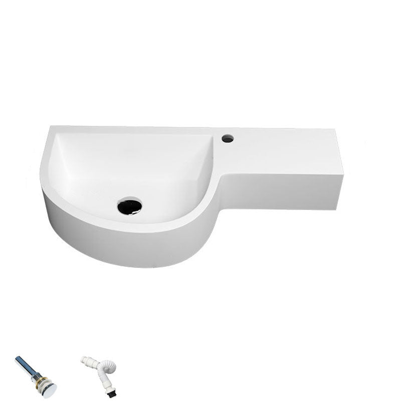 Contemporary Bathroom Sink Man Made Rock Specialty Wall Mount Bathroom Sink without Faucet 28"L x 14"W x 5"H Bright White Clearhalo 'Bathroom Remodel & Bathroom Fixtures' 'Bathroom Sinks & Faucet Components' 'Bathroom Sinks' 'bathroom_sink' 'Home Improvement' 'home_improvement' 'home_improvement_bathroom_sink' 6559275