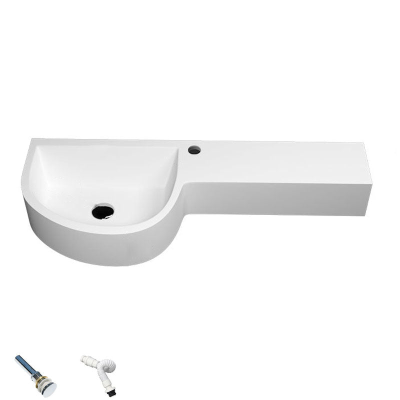 Contemporary Bathroom Sink Man Made Rock Specialty Wall Mount Bathroom Sink without Faucet 35"L x 14"W x 5"H Matte White Clearhalo 'Bathroom Remodel & Bathroom Fixtures' 'Bathroom Sinks & Faucet Components' 'Bathroom Sinks' 'bathroom_sink' 'Home Improvement' 'home_improvement' 'home_improvement_bathroom_sink' 6559277