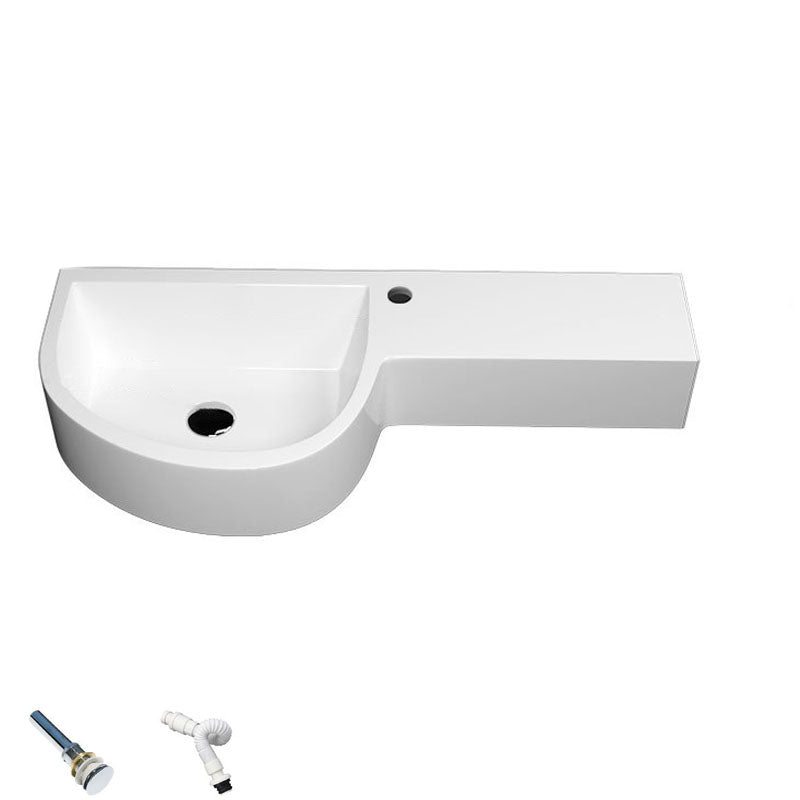 Contemporary Bathroom Sink Man Made Rock Specialty Wall Mount Bathroom Sink without Faucet 31"L x 14"W x 5"H Bright White Clearhalo 'Bathroom Remodel & Bathroom Fixtures' 'Bathroom Sinks & Faucet Components' 'Bathroom Sinks' 'bathroom_sink' 'Home Improvement' 'home_improvement' 'home_improvement_bathroom_sink' 6559278