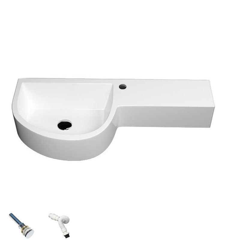 Contemporary Bathroom Sink Man Made Rock Specialty Wall Mount Bathroom Sink without Faucet 31"L x 14"W x 5"H Matte White Clearhalo 'Bathroom Remodel & Bathroom Fixtures' 'Bathroom Sinks & Faucet Components' 'Bathroom Sinks' 'bathroom_sink' 'Home Improvement' 'home_improvement' 'home_improvement_bathroom_sink' 6559282