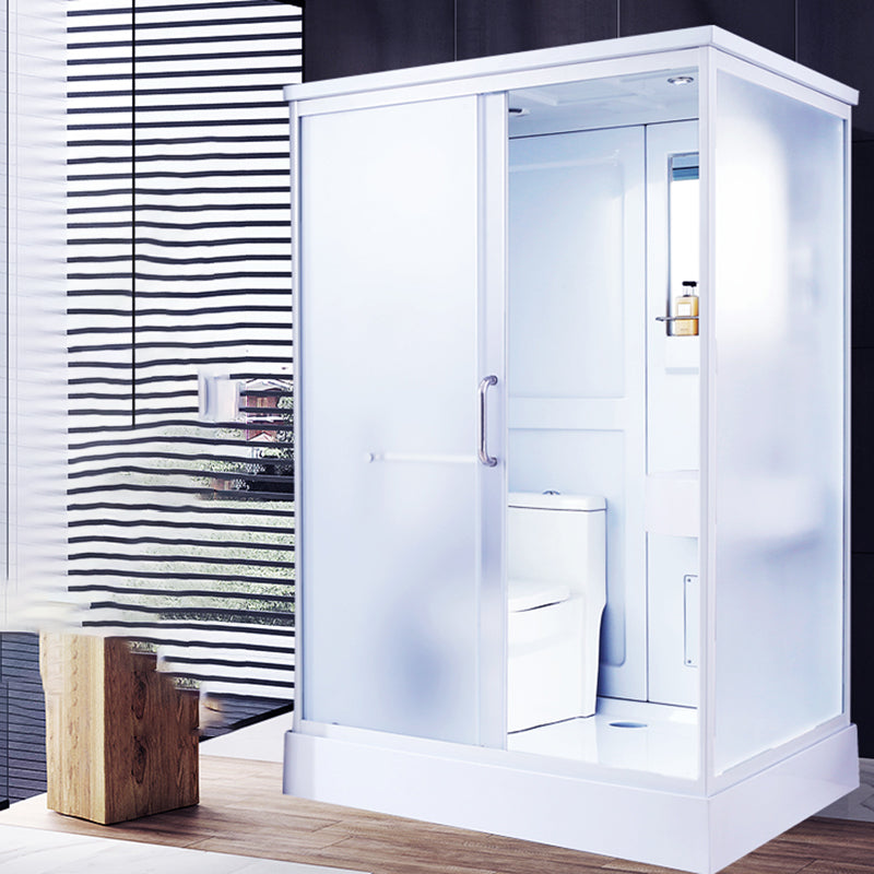 Contemporary Frosted Shower Stall Framed Single Sliding Shower Stall Clearhalo 'Bathroom Remodel & Bathroom Fixtures' 'Home Improvement' 'home_improvement' 'home_improvement_shower_stalls_enclosures' 'Shower Stalls & Enclosures' 'shower_stalls_enclosures' 'Showers & Bathtubs' 6559297