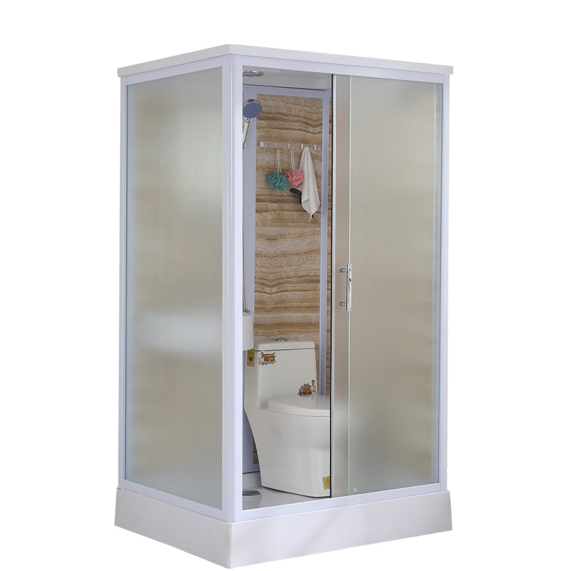 Contemporary Frosted Shower Stall Framed Single Sliding Shower Stall Brown/ White 47"L x 39"W x 85"H Front Opening Clearhalo 'Bathroom Remodel & Bathroom Fixtures' 'Home Improvement' 'home_improvement' 'home_improvement_shower_stalls_enclosures' 'Shower Stalls & Enclosures' 'shower_stalls_enclosures' 'Showers & Bathtubs' 6559298
