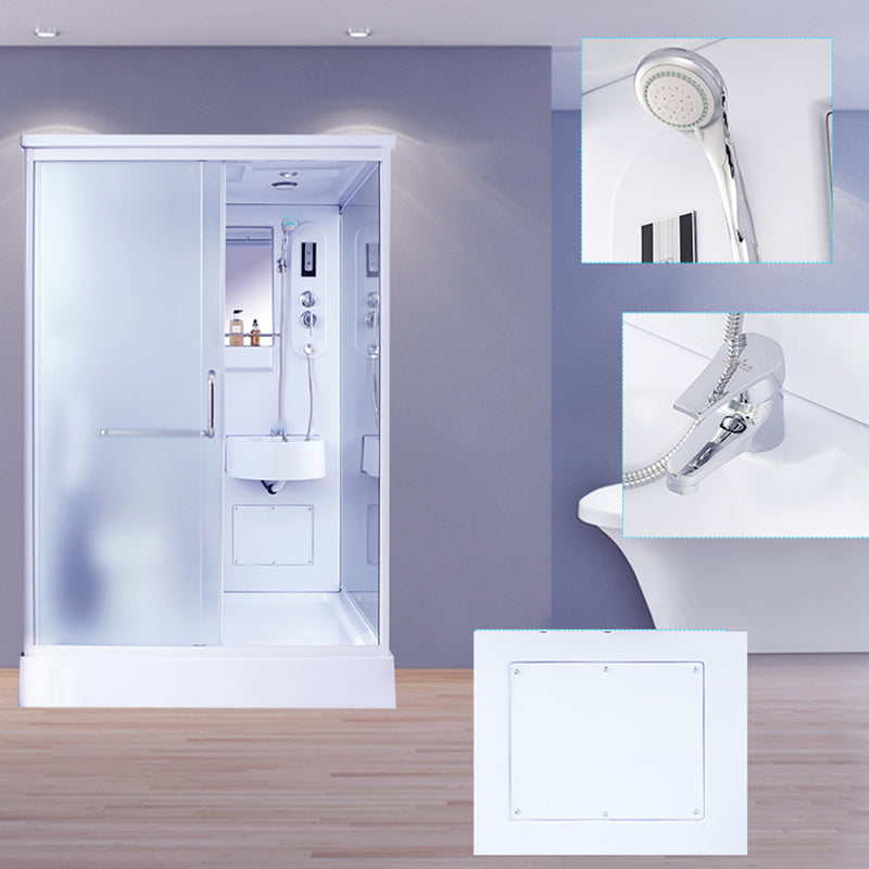 Contemporary Frosted Shower Stall Framed Single Sliding Shower Stall Clearhalo 'Bathroom Remodel & Bathroom Fixtures' 'Home Improvement' 'home_improvement' 'home_improvement_shower_stalls_enclosures' 'Shower Stalls & Enclosures' 'shower_stalls_enclosures' 'Showers & Bathtubs' 6559309
