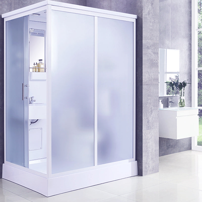 Contemporary Frosted Shower Stall Framed Single Sliding Shower Stall Clearhalo 'Bathroom Remodel & Bathroom Fixtures' 'Home Improvement' 'home_improvement' 'home_improvement_shower_stalls_enclosures' 'Shower Stalls & Enclosures' 'shower_stalls_enclosures' 'Showers & Bathtubs' 6559311