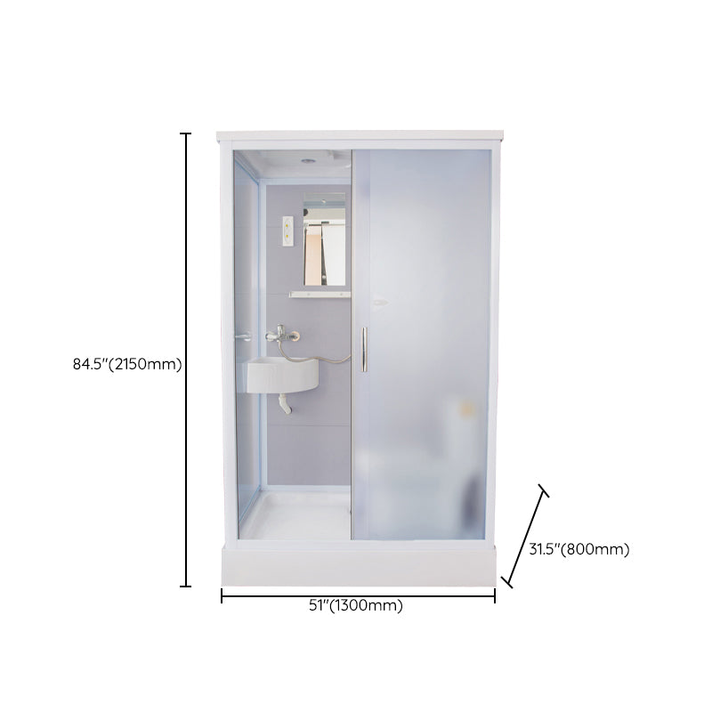 Contemporary Frosted Shower Stall Framed Single Sliding Shower Stall Clearhalo 'Bathroom Remodel & Bathroom Fixtures' 'Home Improvement' 'home_improvement' 'home_improvement_shower_stalls_enclosures' 'Shower Stalls & Enclosures' 'shower_stalls_enclosures' 'Showers & Bathtubs' 6559313