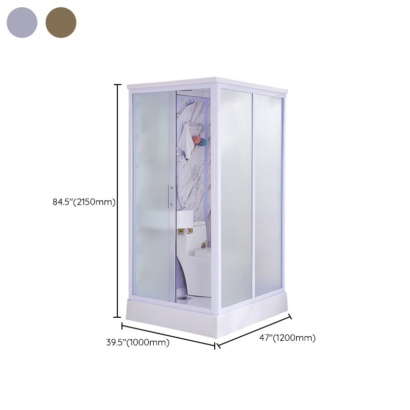 Contemporary Frosted Shower Stall Framed Single Sliding Shower Stall Clearhalo 'Bathroom Remodel & Bathroom Fixtures' 'Home Improvement' 'home_improvement' 'home_improvement_shower_stalls_enclosures' 'Shower Stalls & Enclosures' 'shower_stalls_enclosures' 'Showers & Bathtubs' 6559314