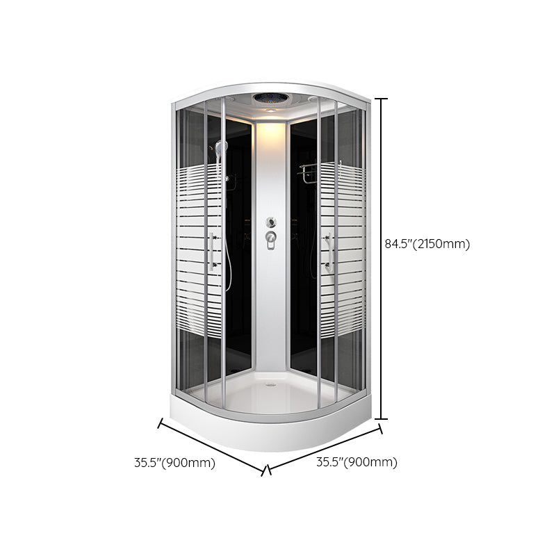 Contemporary Round Shower Stall Double Sliding Frosted Framed Shower Stall with Ceiling Clearhalo 'Bathroom Remodel & Bathroom Fixtures' 'Home Improvement' 'home_improvement' 'home_improvement_shower_stalls_enclosures' 'Shower Stalls & Enclosures' 'shower_stalls_enclosures' 'Showers & Bathtubs' 6559334