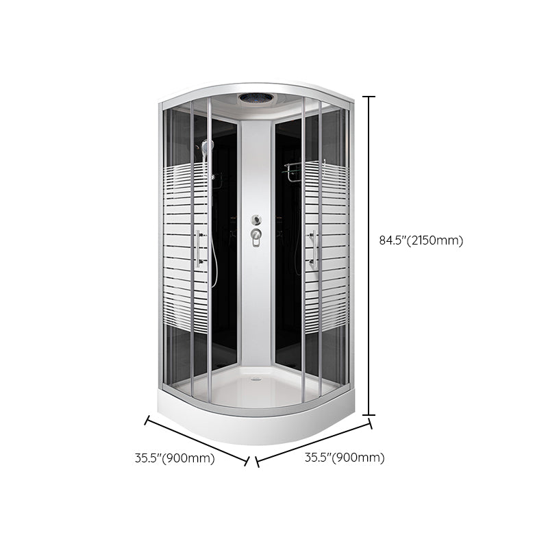 Contemporary Round Shower Stall Double Sliding Frosted Framed Shower Stall with Ceiling Clearhalo 'Bathroom Remodel & Bathroom Fixtures' 'Home Improvement' 'home_improvement' 'home_improvement_shower_stalls_enclosures' 'Shower Stalls & Enclosures' 'shower_stalls_enclosures' 'Showers & Bathtubs' 6559335