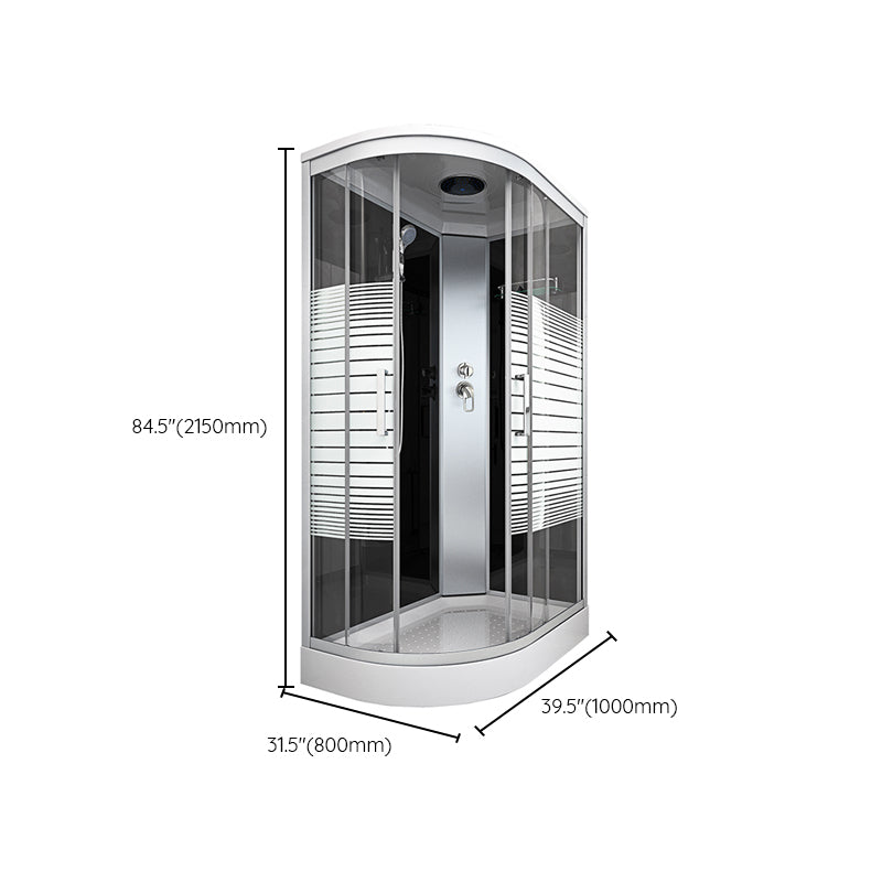 Contemporary Round Shower Stall Double Sliding Frosted Framed Shower Stall with Ceiling Clearhalo 'Bathroom Remodel & Bathroom Fixtures' 'Home Improvement' 'home_improvement' 'home_improvement_shower_stalls_enclosures' 'Shower Stalls & Enclosures' 'shower_stalls_enclosures' 'Showers & Bathtubs' 6559339