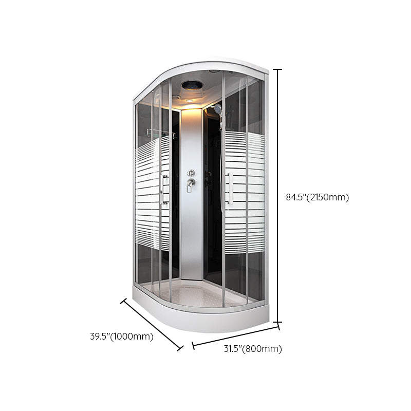 Contemporary Round Shower Stall Double Sliding Frosted Framed Shower Stall with Ceiling Clearhalo 'Bathroom Remodel & Bathroom Fixtures' 'Home Improvement' 'home_improvement' 'home_improvement_shower_stalls_enclosures' 'Shower Stalls & Enclosures' 'shower_stalls_enclosures' 'Showers & Bathtubs' 6559340