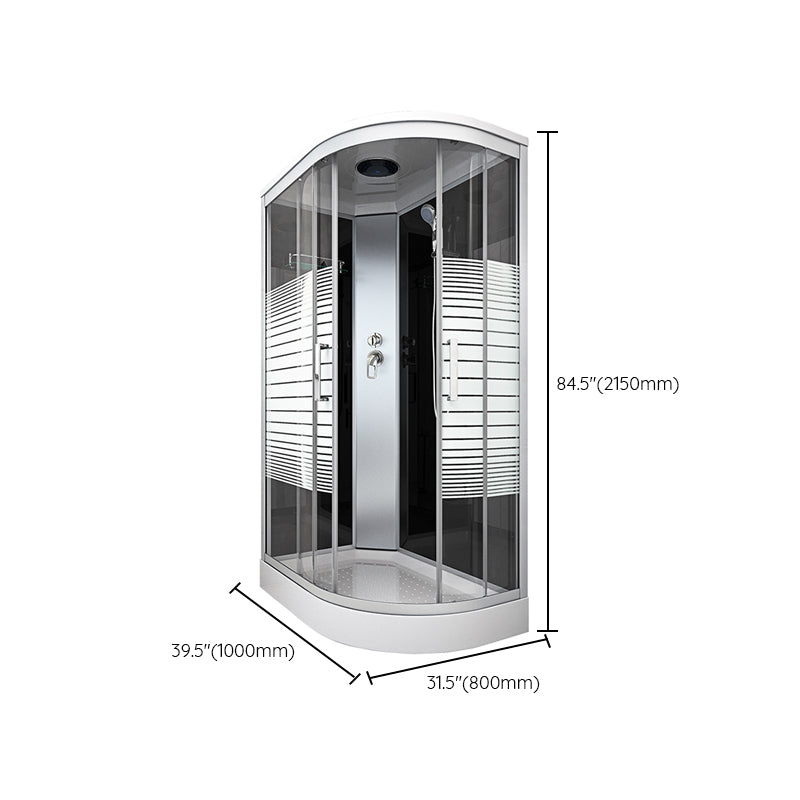 Contemporary Round Shower Stall Double Sliding Frosted Framed Shower Stall with Ceiling Clearhalo 'Bathroom Remodel & Bathroom Fixtures' 'Home Improvement' 'home_improvement' 'home_improvement_shower_stalls_enclosures' 'Shower Stalls & Enclosures' 'shower_stalls_enclosures' 'Showers & Bathtubs' 6559341