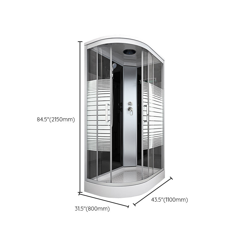 Contemporary Round Shower Stall Double Sliding Frosted Framed Shower Stall with Ceiling Clearhalo 'Bathroom Remodel & Bathroom Fixtures' 'Home Improvement' 'home_improvement' 'home_improvement_shower_stalls_enclosures' 'Shower Stalls & Enclosures' 'shower_stalls_enclosures' 'Showers & Bathtubs' 6559343