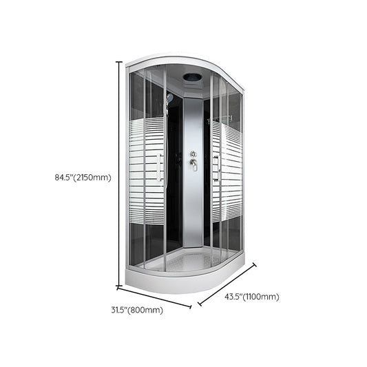 Contemporary Round Shower Stall Double Sliding Frosted Framed Shower Stall with Ceiling Clearhalo 'Bathroom Remodel & Bathroom Fixtures' 'Home Improvement' 'home_improvement' 'home_improvement_shower_stalls_enclosures' 'Shower Stalls & Enclosures' 'shower_stalls_enclosures' 'Showers & Bathtubs' 6559343