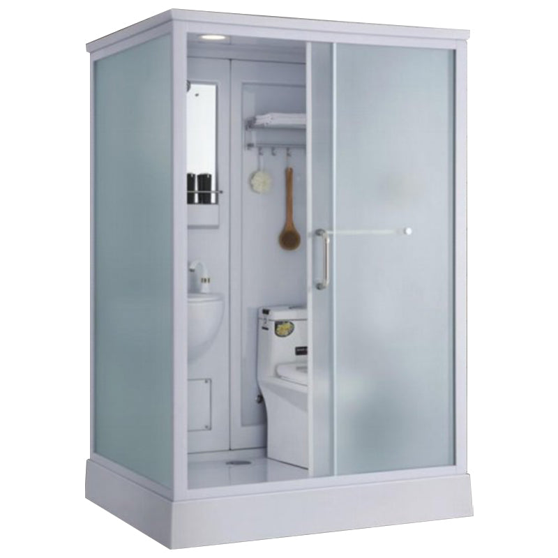 Contemporary Shower Enclosure Frosted Rectangle Shower Enclosure in White Clearhalo 'Bathroom Remodel & Bathroom Fixtures' 'Home Improvement' 'home_improvement' 'home_improvement_shower_stalls_enclosures' 'Shower Stalls & Enclosures' 'shower_stalls_enclosures' 'Showers & Bathtubs' 6559358