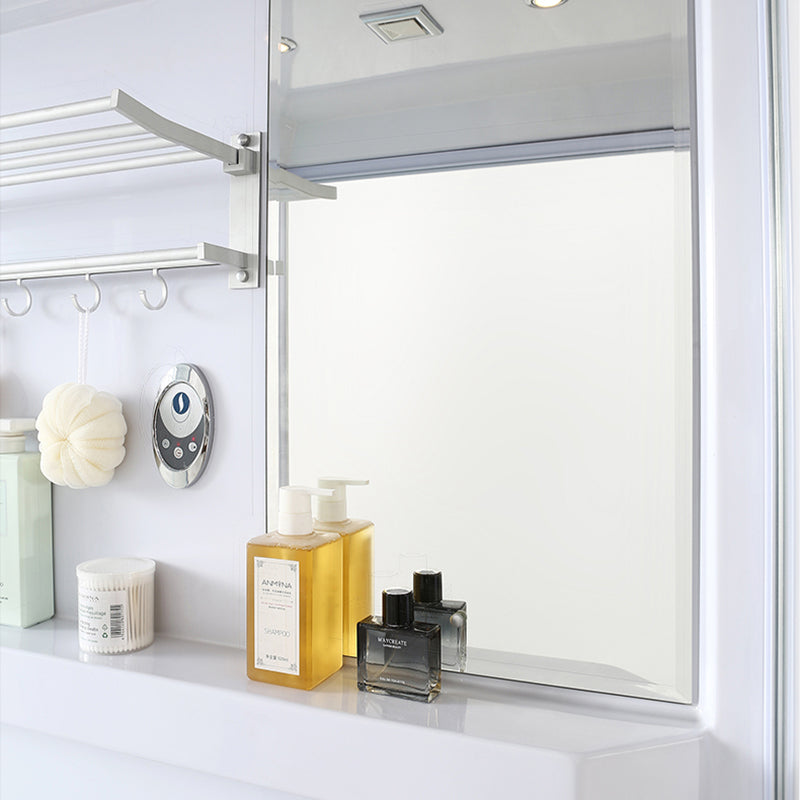 Contemporary Shower Enclosure Frosted Rectangle Shower Enclosure in White Clearhalo 'Bathroom Remodel & Bathroom Fixtures' 'Home Improvement' 'home_improvement' 'home_improvement_shower_stalls_enclosures' 'Shower Stalls & Enclosures' 'shower_stalls_enclosures' 'Showers & Bathtubs' 6559363