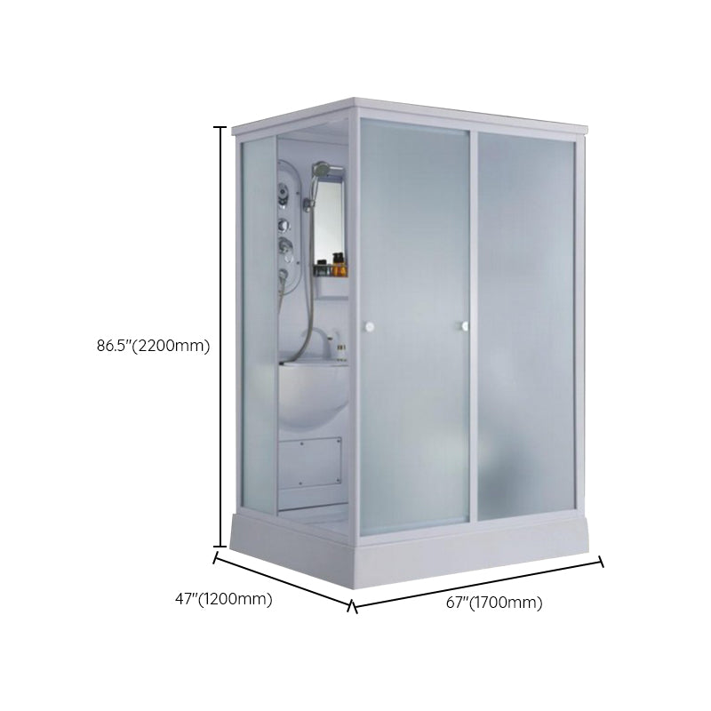 Contemporary Shower Enclosure Frosted Rectangle Shower Enclosure in White Clearhalo 'Bathroom Remodel & Bathroom Fixtures' 'Home Improvement' 'home_improvement' 'home_improvement_shower_stalls_enclosures' 'Shower Stalls & Enclosures' 'shower_stalls_enclosures' 'Showers & Bathtubs' 6559372