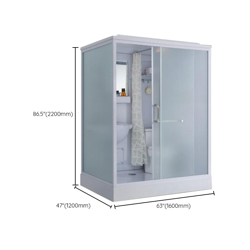 Contemporary Shower Enclosure Frosted Rectangle Shower Enclosure in White Clearhalo 'Bathroom Remodel & Bathroom Fixtures' 'Home Improvement' 'home_improvement' 'home_improvement_shower_stalls_enclosures' 'Shower Stalls & Enclosures' 'shower_stalls_enclosures' 'Showers & Bathtubs' 6559373