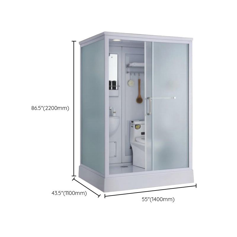 Contemporary Shower Enclosure Frosted Rectangle Shower Enclosure in White Clearhalo 'Bathroom Remodel & Bathroom Fixtures' 'Home Improvement' 'home_improvement' 'home_improvement_shower_stalls_enclosures' 'Shower Stalls & Enclosures' 'shower_stalls_enclosures' 'Showers & Bathtubs' 6559375