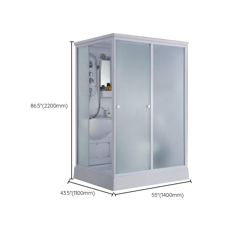 Contemporary Shower Enclosure Frosted Rectangle Shower Enclosure in White Clearhalo 'Bathroom Remodel & Bathroom Fixtures' 'Home Improvement' 'home_improvement' 'home_improvement_shower_stalls_enclosures' 'Shower Stalls & Enclosures' 'shower_stalls_enclosures' 'Showers & Bathtubs' 6559376