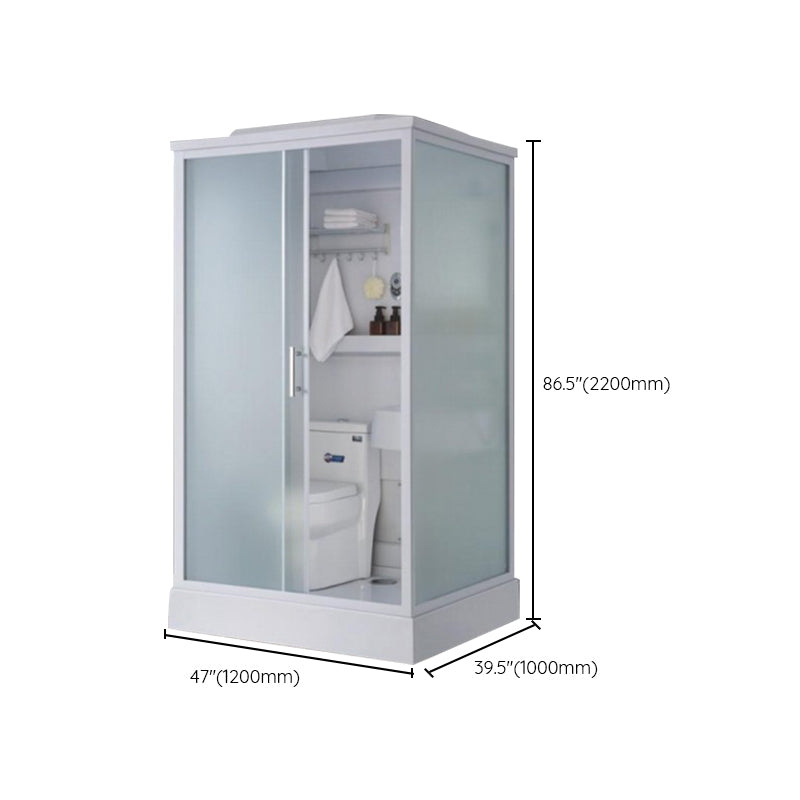 Contemporary Shower Enclosure Frosted Rectangle Shower Enclosure in White Clearhalo 'Bathroom Remodel & Bathroom Fixtures' 'Home Improvement' 'home_improvement' 'home_improvement_shower_stalls_enclosures' 'Shower Stalls & Enclosures' 'shower_stalls_enclosures' 'Showers & Bathtubs' 6559377