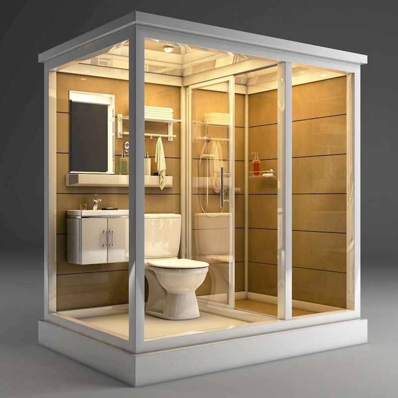 Contemporary Shower Stall Single Sliding Clear Shower Stall in White Clearhalo 'Bathroom Remodel & Bathroom Fixtures' 'Home Improvement' 'home_improvement' 'home_improvement_shower_stalls_enclosures' 'Shower Stalls & Enclosures' 'shower_stalls_enclosures' 'Showers & Bathtubs' 6559403