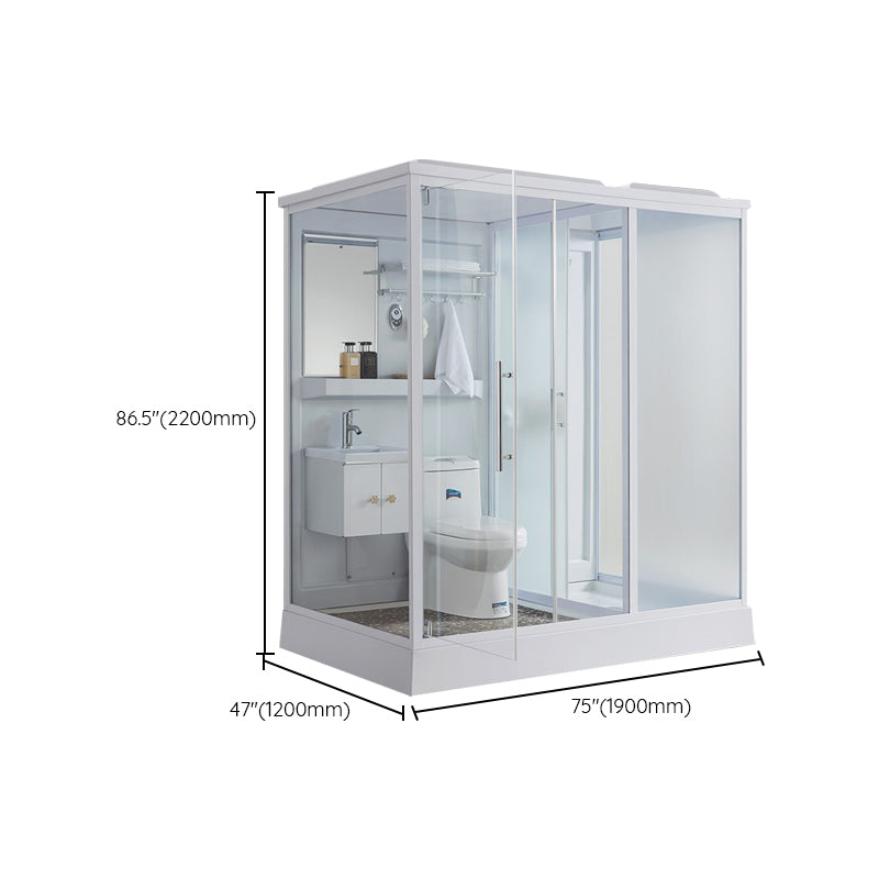 Contemporary Shower Stall Single Sliding Clear Shower Stall in White Clearhalo 'Bathroom Remodel & Bathroom Fixtures' 'Home Improvement' 'home_improvement' 'home_improvement_shower_stalls_enclosures' 'Shower Stalls & Enclosures' 'shower_stalls_enclosures' 'Showers & Bathtubs' 6559423