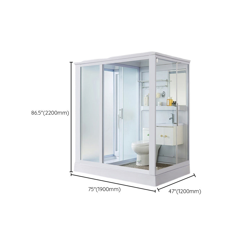 Contemporary Shower Stall Single Sliding Clear Shower Stall in White Clearhalo 'Bathroom Remodel & Bathroom Fixtures' 'Home Improvement' 'home_improvement' 'home_improvement_shower_stalls_enclosures' 'Shower Stalls & Enclosures' 'shower_stalls_enclosures' 'Showers & Bathtubs' 6559424