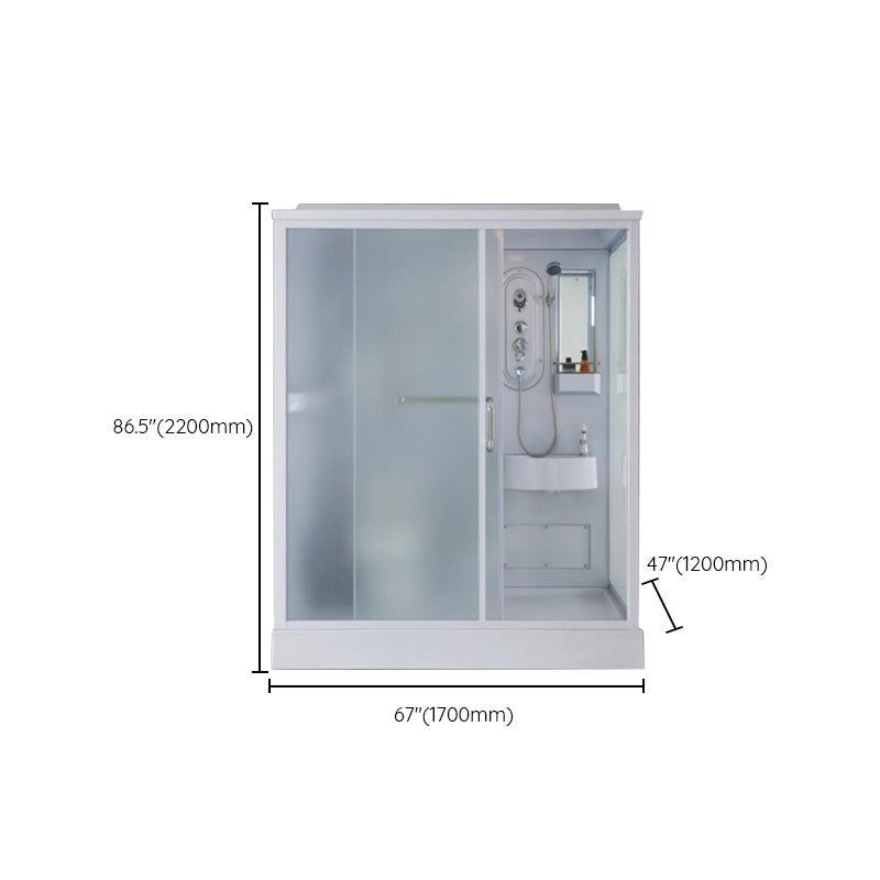 Contemporary Shower Stall Single Sliding Clear Shower Stall in White Clearhalo 'Bathroom Remodel & Bathroom Fixtures' 'Home Improvement' 'home_improvement' 'home_improvement_shower_stalls_enclosures' 'Shower Stalls & Enclosures' 'shower_stalls_enclosures' 'Showers & Bathtubs' 6559425