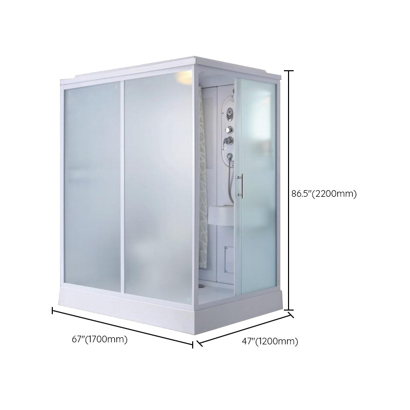 Contemporary Shower Stall Single Sliding Clear Shower Stall in White Clearhalo 'Bathroom Remodel & Bathroom Fixtures' 'Home Improvement' 'home_improvement' 'home_improvement_shower_stalls_enclosures' 'Shower Stalls & Enclosures' 'shower_stalls_enclosures' 'Showers & Bathtubs' 6559426