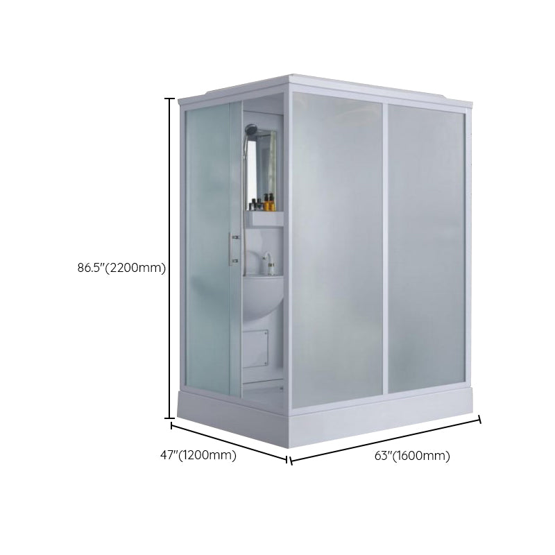 Contemporary Shower Stall Single Sliding Clear Shower Stall in White Clearhalo 'Bathroom Remodel & Bathroom Fixtures' 'Home Improvement' 'home_improvement' 'home_improvement_shower_stalls_enclosures' 'Shower Stalls & Enclosures' 'shower_stalls_enclosures' 'Showers & Bathtubs' 6559428