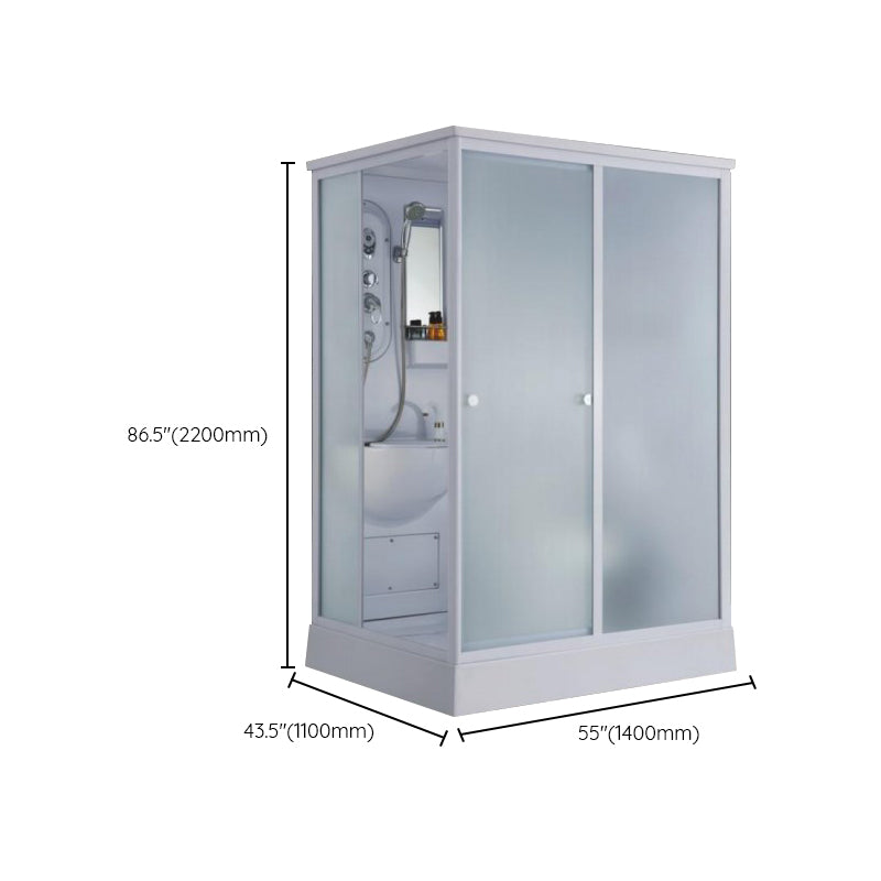 Contemporary Shower Stall Single Sliding Clear Shower Stall in White Clearhalo 'Bathroom Remodel & Bathroom Fixtures' 'Home Improvement' 'home_improvement' 'home_improvement_shower_stalls_enclosures' 'Shower Stalls & Enclosures' 'shower_stalls_enclosures' 'Showers & Bathtubs' 6559430