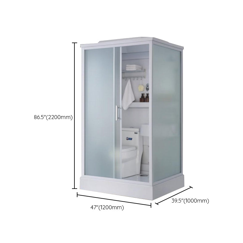 Contemporary Shower Stall Single Sliding Clear Shower Stall in White Clearhalo 'Bathroom Remodel & Bathroom Fixtures' 'Home Improvement' 'home_improvement' 'home_improvement_shower_stalls_enclosures' 'Shower Stalls & Enclosures' 'shower_stalls_enclosures' 'Showers & Bathtubs' 6559431