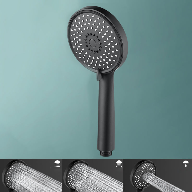Bathroom Shower Head 3-Jet Massage Wall Mounted Round Shower Head Black Hand Shower Hose not included Clearhalo 'Bathroom Remodel & Bathroom Fixtures' 'Home Improvement' 'home_improvement' 'home_improvement_shower_heads' 'Shower Heads' 'shower_heads' 'Showers & Bathtubs Plumbing' 'Showers & Bathtubs' 6559459