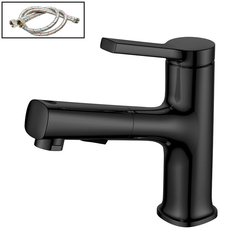 Circular Contemporary Bathroom Faucet Lever Handle Faucet with Single Hole Black Clearhalo 'Bathroom Remodel & Bathroom Fixtures' 'Bathroom Sink Faucets' 'Bathroom Sinks & Faucet Components' 'bathroom_sink_faucets' 'Home Improvement' 'home_improvement' 'home_improvement_bathroom_sink_faucets' 6559858