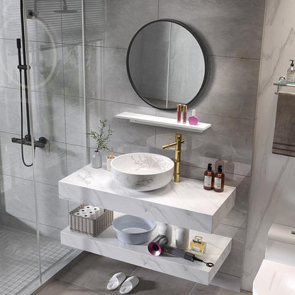 Contemporary Vanity Sink Wall-Mounted Bathroom Vanity Cabinet with Mirror Vanity & Faucet & Mirrors Smart Control Not Included Clearhalo 'Bathroom Remodel & Bathroom Fixtures' 'Bathroom Vanities' 'bathroom_vanities' 'Home Improvement' 'home_improvement' 'home_improvement_bathroom_vanities' 6561945