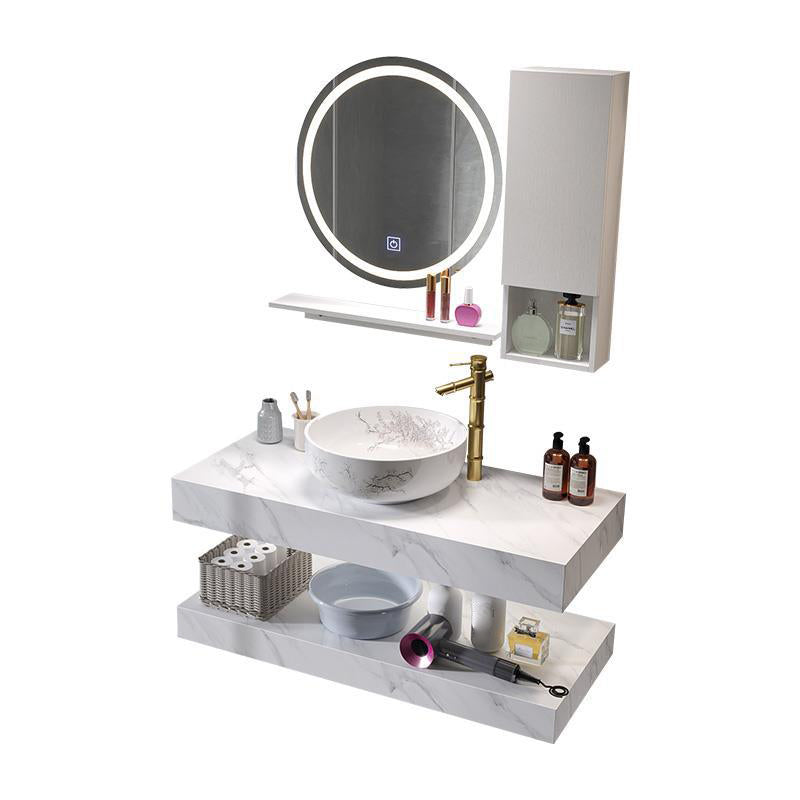 Contemporary Vanity Sink Wall-Mounted Bathroom Vanity Cabinet with Mirror Clearhalo 'Bathroom Remodel & Bathroom Fixtures' 'Bathroom Vanities' 'bathroom_vanities' 'Home Improvement' 'home_improvement' 'home_improvement_bathroom_vanities' 6561947