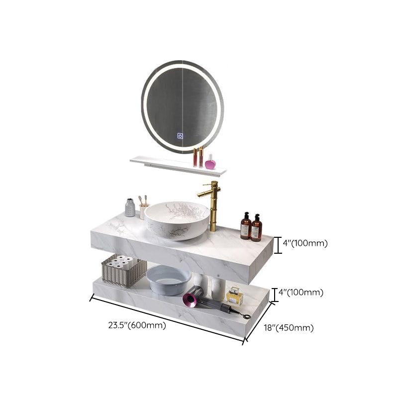 Contemporary Vanity Sink Wall-Mounted Bathroom Vanity Cabinet with Mirror Clearhalo 'Bathroom Remodel & Bathroom Fixtures' 'Bathroom Vanities' 'bathroom_vanities' 'Home Improvement' 'home_improvement' 'home_improvement_bathroom_vanities' 6561949