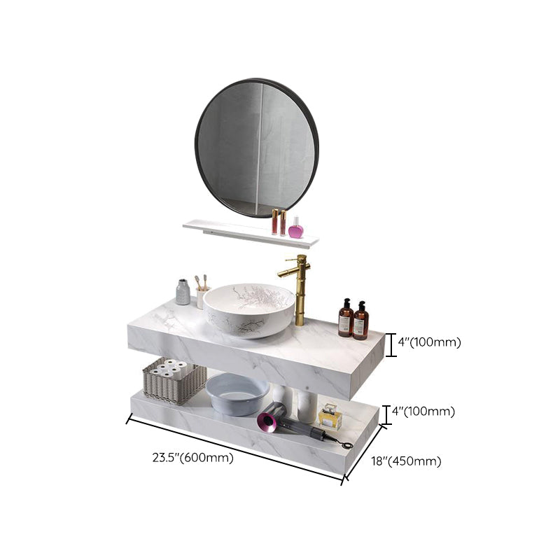 Contemporary Vanity Sink Wall-Mounted Bathroom Vanity Cabinet with Mirror Clearhalo 'Bathroom Remodel & Bathroom Fixtures' 'Bathroom Vanities' 'bathroom_vanities' 'Home Improvement' 'home_improvement' 'home_improvement_bathroom_vanities' 6561950