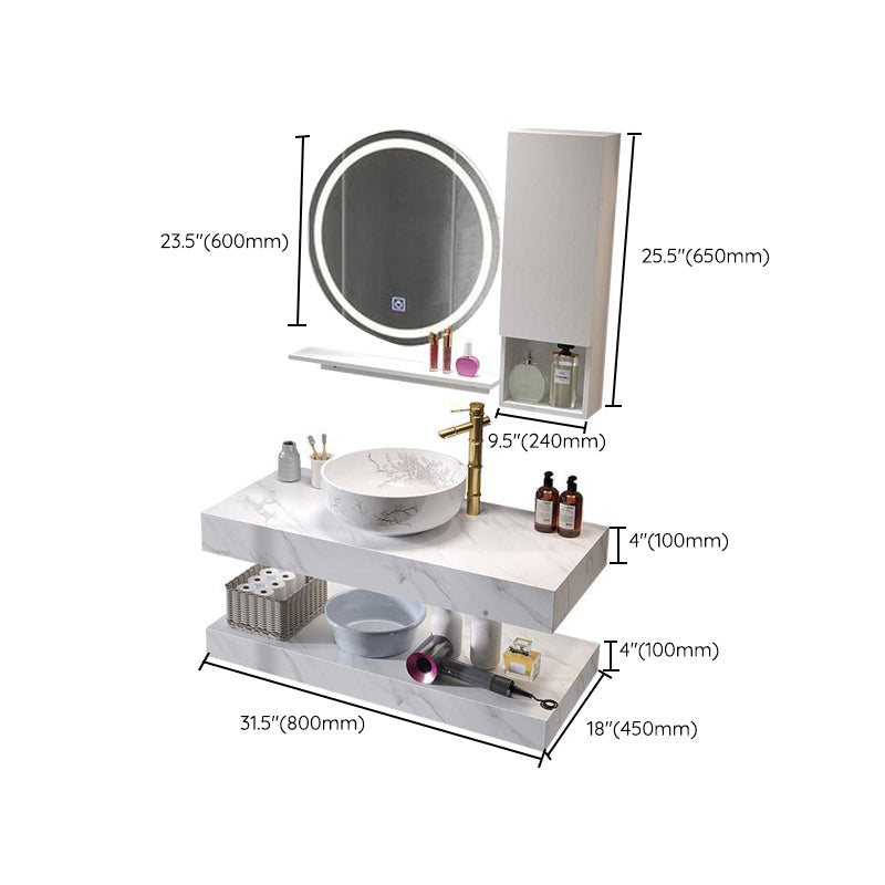 Contemporary Vanity Sink Wall-Mounted Bathroom Vanity Cabinet with Mirror Clearhalo 'Bathroom Remodel & Bathroom Fixtures' 'Bathroom Vanities' 'bathroom_vanities' 'Home Improvement' 'home_improvement' 'home_improvement_bathroom_vanities' 6561963